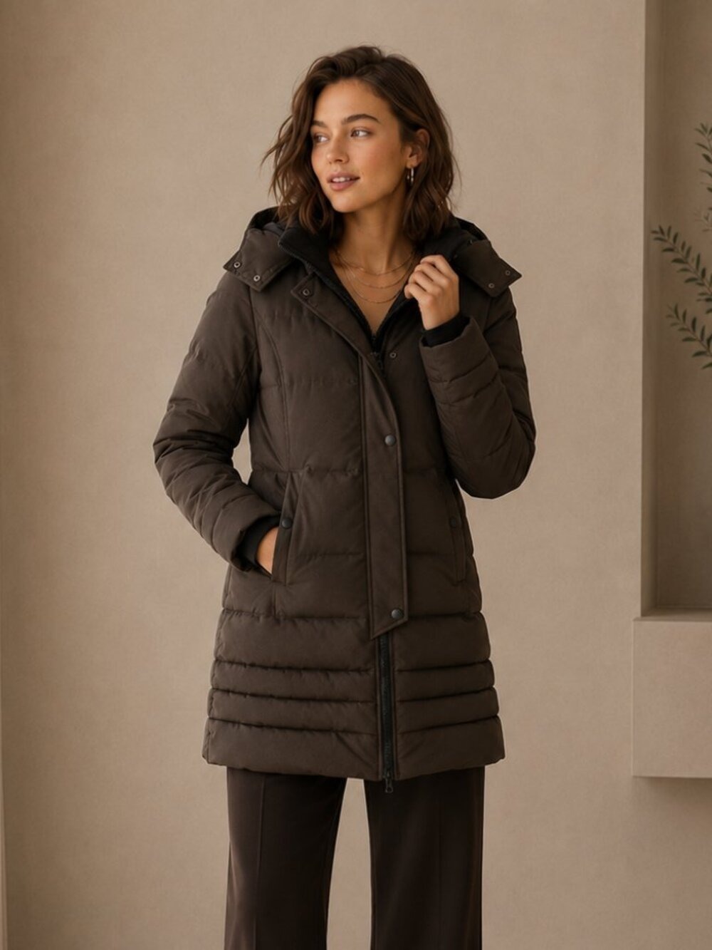 Soia & Kyo Olive Down Puffer Coat XXS Chic Winter City Coat 0453